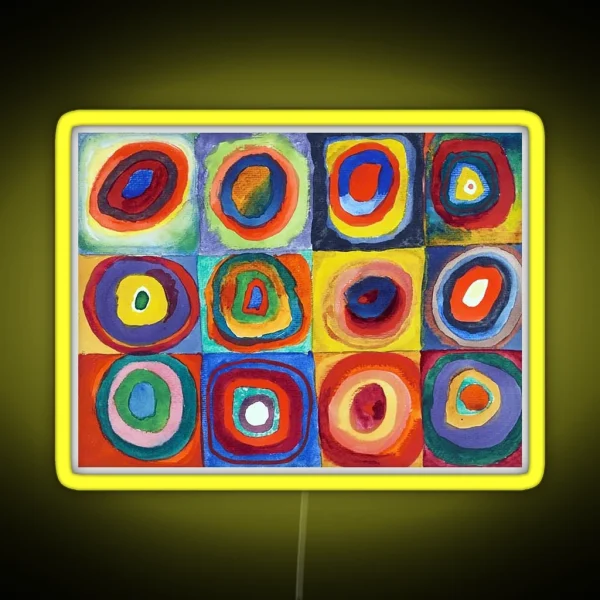 Wassily Kandinsky Color Study Squares With RGB Neon Sign