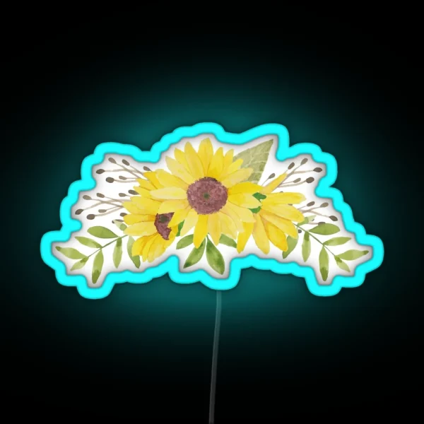 Water Colour Sunflower RGB Neon Sign