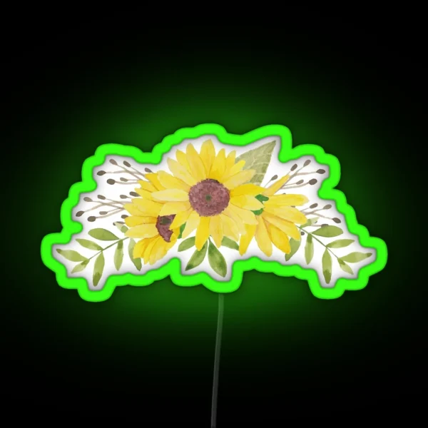 Water Colour Sunflower RGB Neon Sign