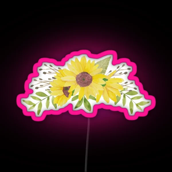 Water Colour Sunflower RGB Neon Sign