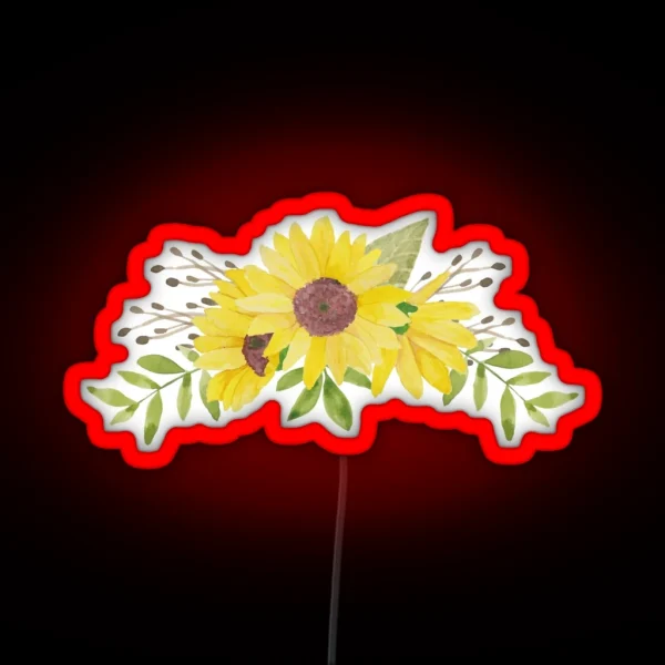 Water Colour Sunflower RGB Neon Sign