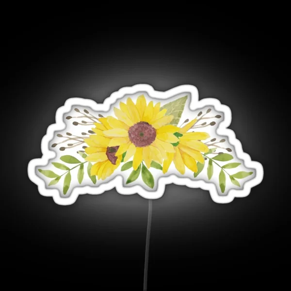 Water Colour Sunflower RGB Neon Sign