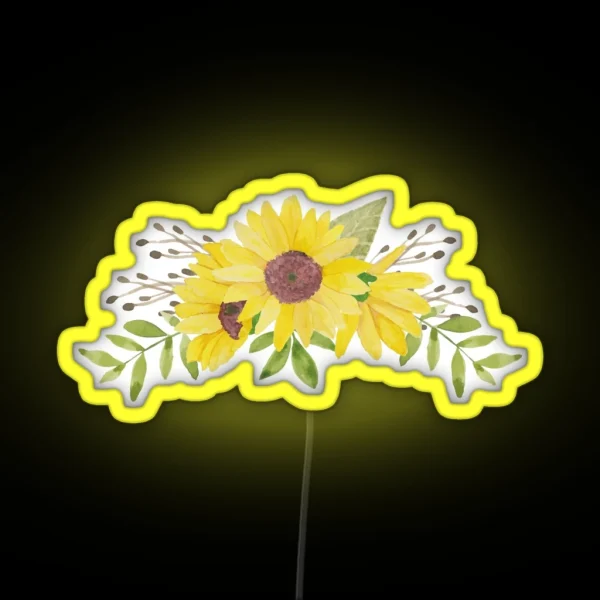 Water Colour Sunflower RGB Neon Sign
