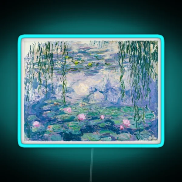 Water Lilies Claude Monet Fine Art RGB Neon Sign