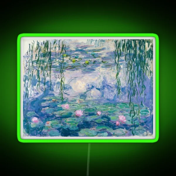 Water Lilies Claude Monet Fine Art RGB Neon Sign