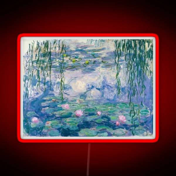 Water Lilies Claude Monet Fine Art RGB Neon Sign