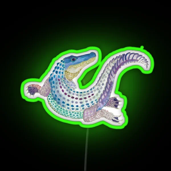 Watercolor Alligator RGB Neon Sign