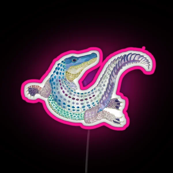 Watercolor Alligator RGB Neon Sign