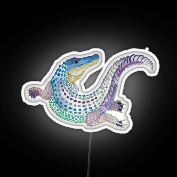 Watercolor Alligator RGB Neon Sign