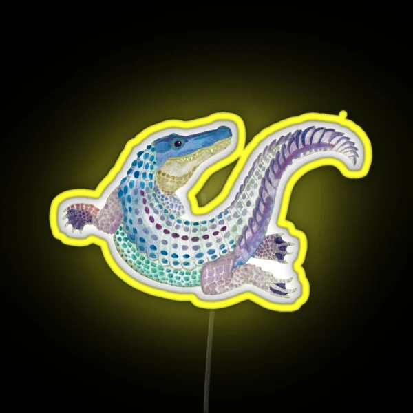Watercolor Alligator RGB Neon Sign