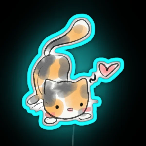 Watercolor Calico Cat RGB Neon Sign