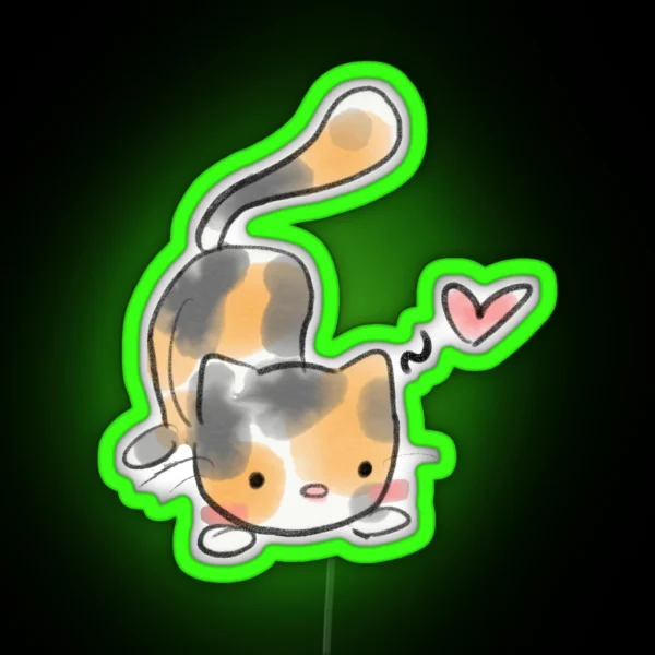 Watercolor Calico Cat RGB Neon Sign