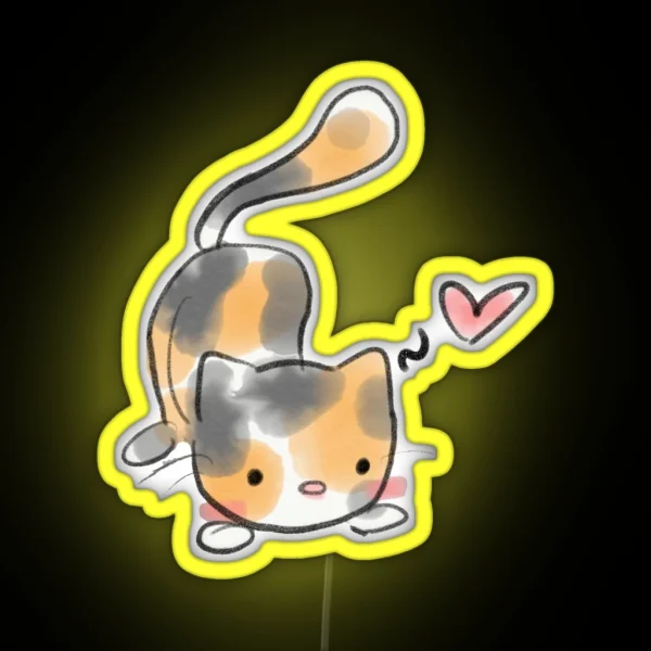 Watercolor Calico Cat RGB Neon Sign