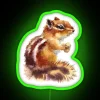 Vibrant watercolor design neon RGB squirrel chipmunk wall art decoration.
