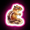 Vibrant watercolor-inspired chipmunk and squirrel design on colorful RGB LEDs
