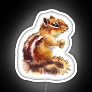 Watercolor Chipmunk Squirrel RGB Neon Sign
