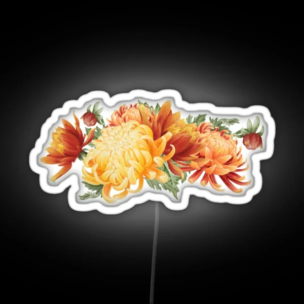 Watercolor Chrysanthemum Bouquet RGB Neon Sign