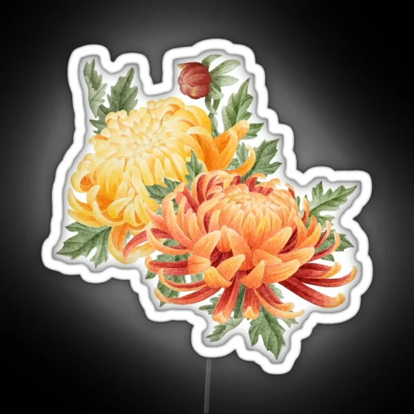 Watercolor Chrysanthemum Bouquet RGB Neon Sign