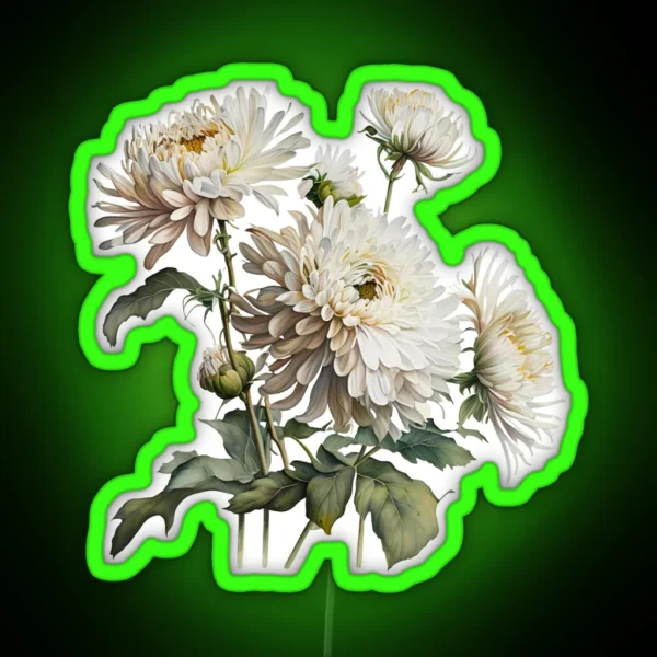 Watercolor Chrysanthemum RGB Neon Sign