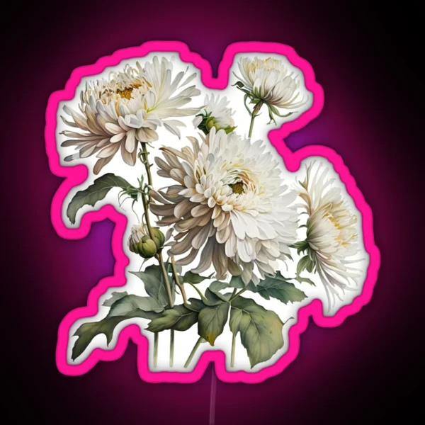 Watercolor Chrysanthemum RGB Neon Sign