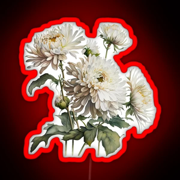 Watercolor Chrysanthemum RGB Neon Sign