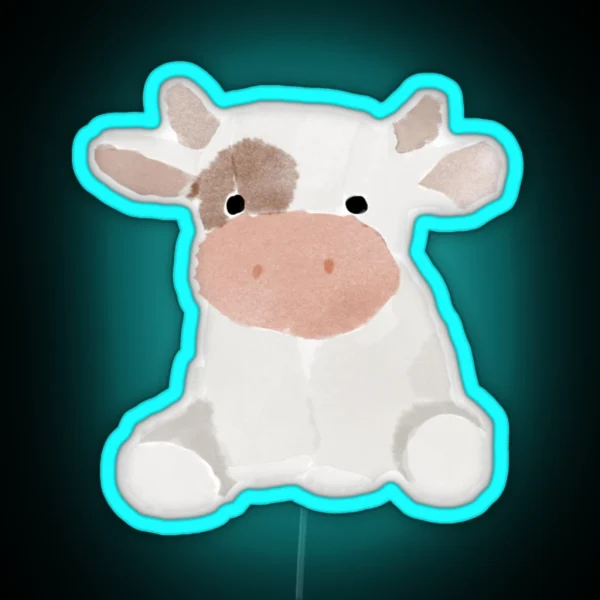 Watercolor Cow White And Brown RGB Neon Sign