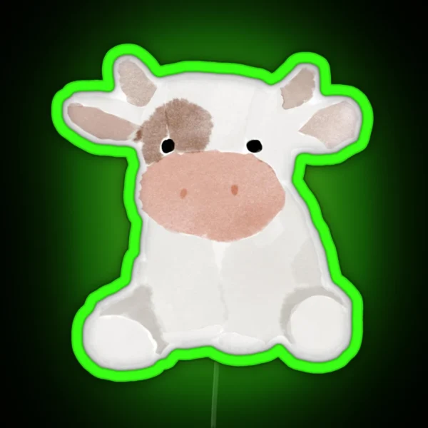 Watercolor Cow White And Brown RGB Neon Sign