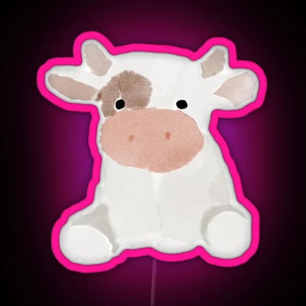Watercolor Cow White And Brown RGB Neon Sign