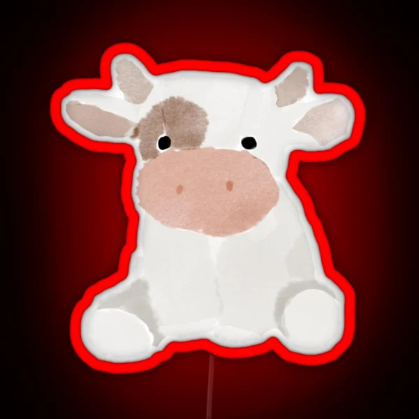 Watercolor Cow White And Brown RGB Neon Sign