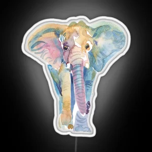 Watercolor Elephant RGB Neon Sign