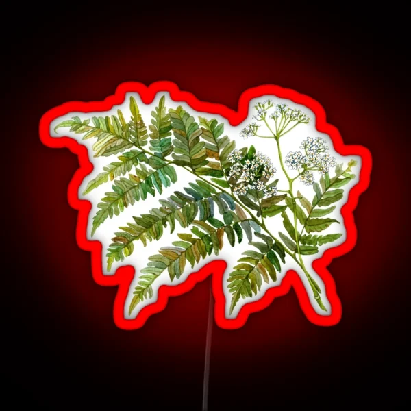 Watercolor Fern And Flowers RGB Neon Sign