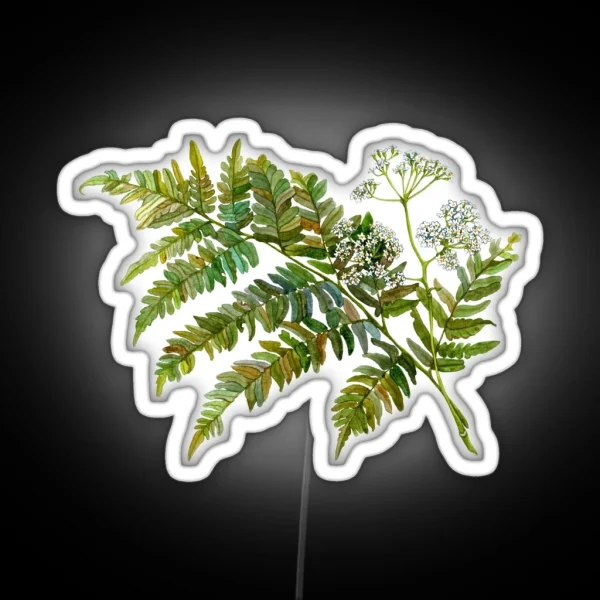Watercolor Fern And Flowers RGB Neon Sign
