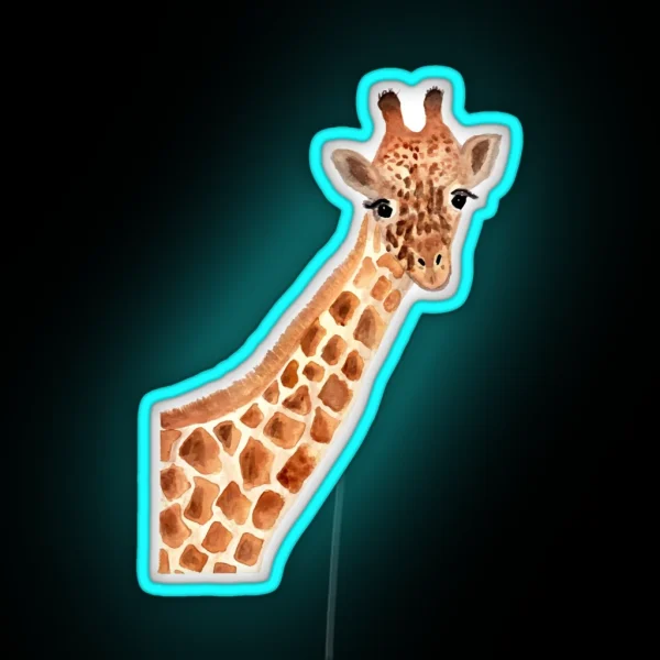 Watercolor Giraffe RGB Neon Sign