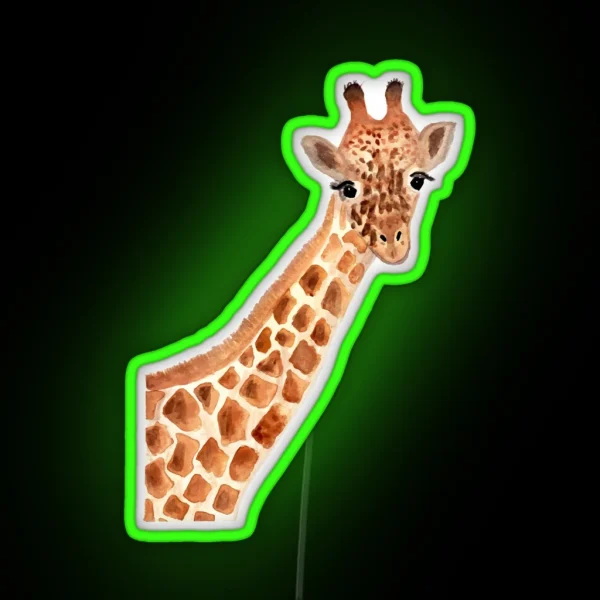 Watercolor Giraffe RGB Neon Sign