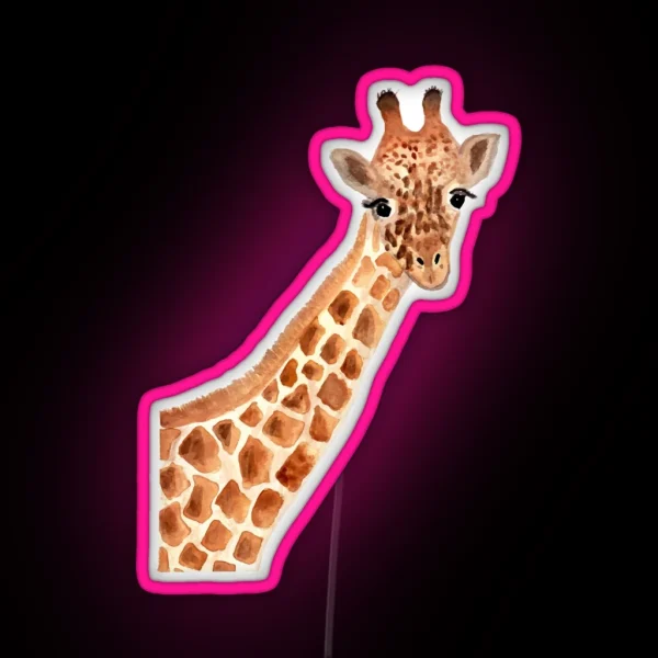 Watercolor Giraffe RGB Neon Sign