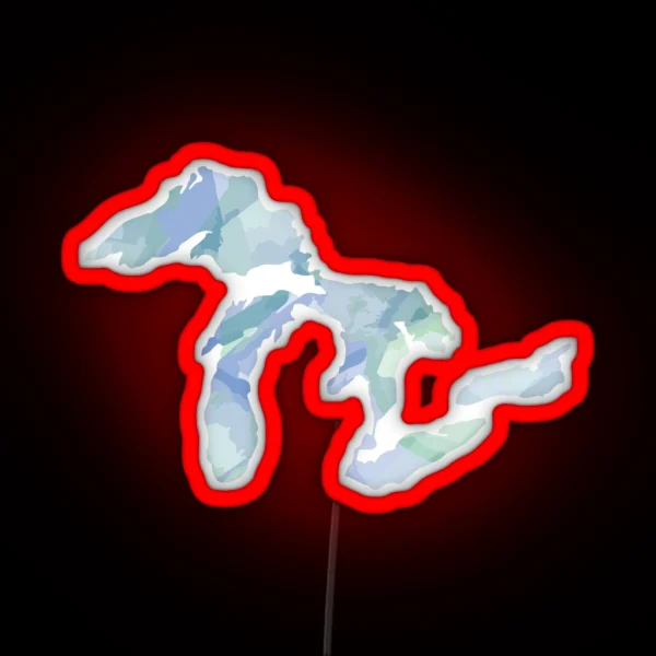 Watercolor Great Lakes RGB Neon Sign