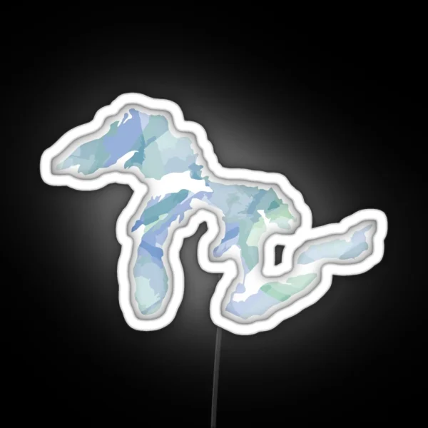Watercolor Great Lakes RGB Neon Sign
