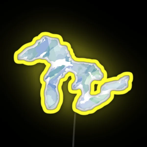 Watercolor Great Lakes RGB Neon Sign