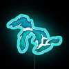 Vibrant blue and green glow of Great Lakes watercolors.