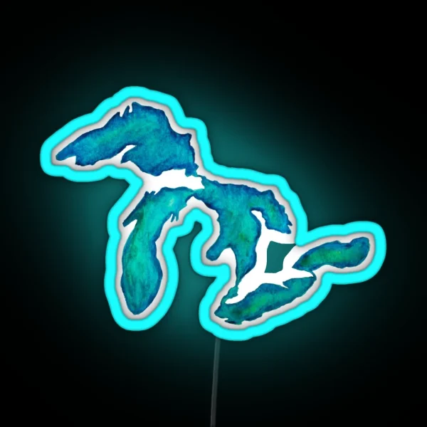 Watercolor Great Lakes RGB Neon Sign