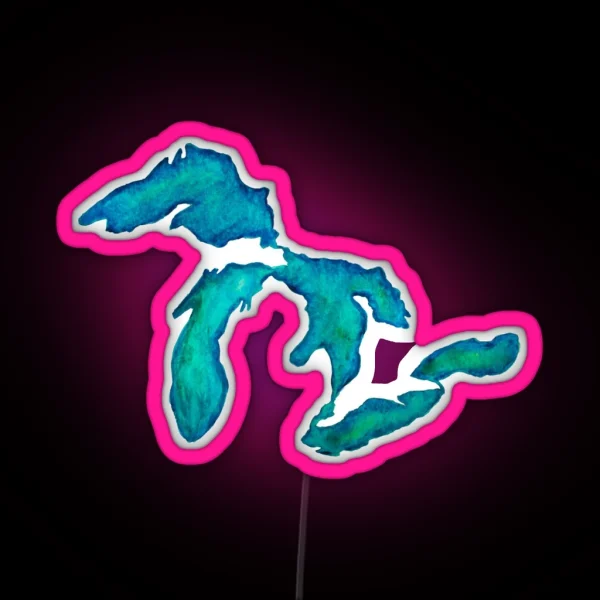 Watercolor Great Lakes RGB Neon Sign