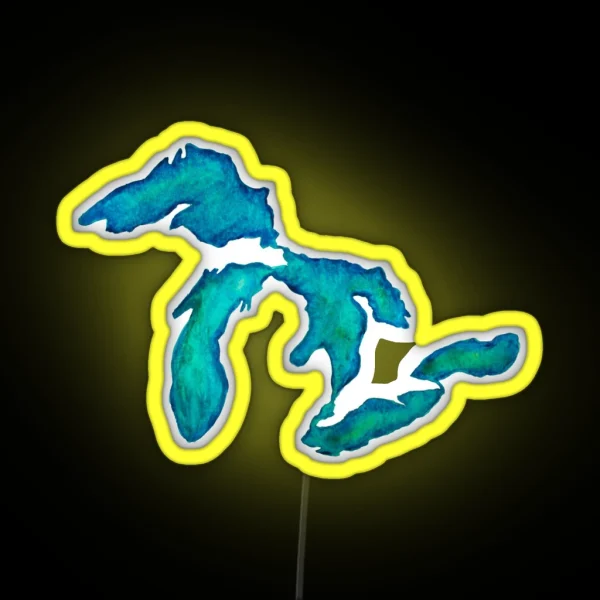 Watercolor Great Lakes RGB Neon Sign