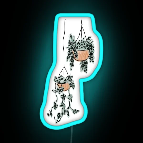 Watercolor Hanging Plants RGB Neon Sign
