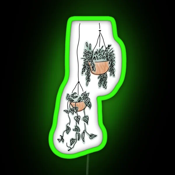 Watercolor Hanging Plants RGB Neon Sign