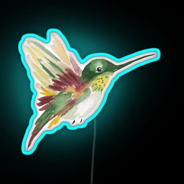 Watercolor Hummingbird RGB Neon Sign