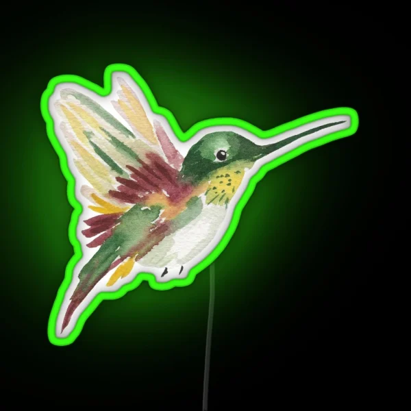 Watercolor Hummingbird RGB Neon Sign