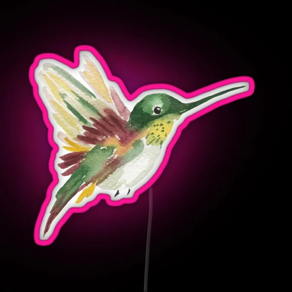 Watercolor Hummingbird RGB Neon Sign