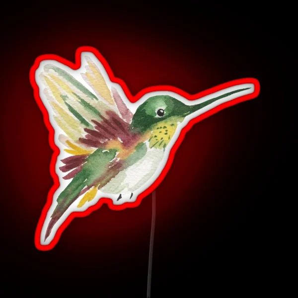 Watercolor Hummingbird RGB Neon Sign