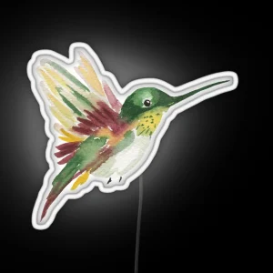 Watercolor Hummingbird RGB Neon Sign