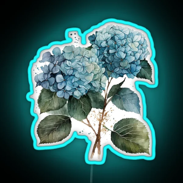 Watercolor Hydrangea RGB Neon Sign